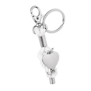 Llavero con Forma de Corazón Blanco, Accesorios para Llaves de Coche con Cordón Blanco - Product Image 1