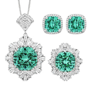 2025 New Zhuangshang Jewelry Simulation Bird's Nest Chopala Green Fashion Pendant Set 14*14-12*12 - Product Image 5