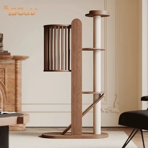 Muebles de madera de nogal grande para mascotas 2025 del fabricante: Árboles y rascadores para gatos con cápsula, color marrón. - Product Image 3