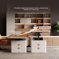 Bureau de direction de luxe réglable en hauteur LBZ-193X avec structure en L, mobilier de bureau moderne, métal, pour PDG et managers