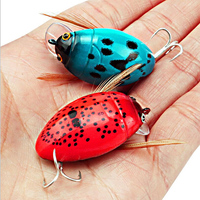 Leurre de pêche en plastique en forme de coccinelle artificielle, 4 cm, 3,8 g, 8 couleurs, fond rigide, avec 10 #   Hameçon pour la pêche au bar et aux poissons d'eau salée