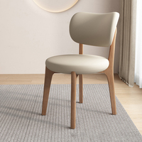 Nordischer Moderner Minimalistischer Massivholz-Esszimmerstuhl mit Lederpolsterung für Zuhause, Café, Hotel und Arbeitszimmer