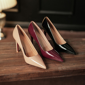 Zapatos de Tacón de Aguja con Punta Puntiaguda, de Charol, Super Altos de 8 cm, Zapatos de Novia, Sin Cordones, Tendencia de Moda - Product Image 3