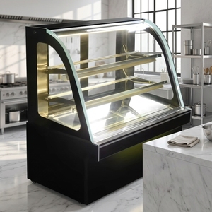 Vitrine réfrigérée de comptoir robuste pour gâteaux avec refroidissement par ventilateur et <span class=keywords><strong>auto</strong></span>-dégivrage, présentoir en verre marbré pour pâtisserie - Product Image 1