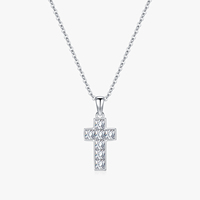 Colliers pendentifs en forme de croix en argent sterling 925 tendance haut de gamme avec CZ transparent pour femmes, accessoires de bijoux fins pour le bureau