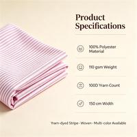 Tissu Popeline 100% Polyester Rayé Bleu et Blanc Teint en Fil Léger Anti-Boulochage pour Chemises Uniformes Robes