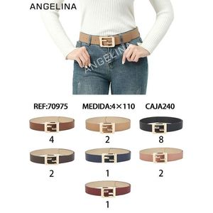 Cintura Angelina in Pelle PU con Fibbia Quadrata 4cm, 110cm, Moda Casual Femminile - Product Image 1