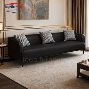 Sofá Seccional de Tres Plazas Personalizado, de Cuero Genuino, Relleno de Esponja, Convertible, Cuadrado, Moderno, con Diseño de Nubes, para Dormitorio o Sala de Estar - Product Image 4