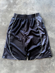 Shorts Bermuda pour homme, couleur noire unie, taille élastique, séchage rapide, décontractés, en toile tricotée, avec cordon de serrage, poches, en polyester - Product Image 1