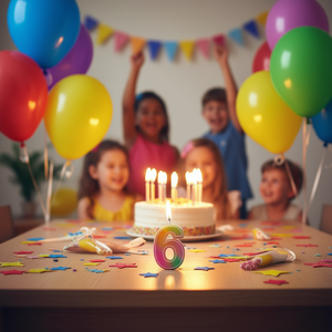 Velas de Cumpleaños Party Love, Unicornio Número 6 con Estrellas, Juego de 3 Piezas - Product Image 3