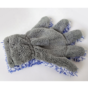 Gants de lavage de voiture Kingdetail en peluche à cinq doigts, bleu + gris, sans peluches, super absorbants, multifonctionnels, pour le nettoyage des espaces - Product Image 2