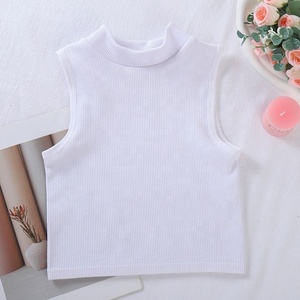 <span class=keywords><strong>Camiseta</strong></span> sin mangas para mujer, cuello simulado, acanalada, elástica, ajustada, básica, ligera, tipo bustier - Product Image 3