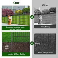10-teiliger Dekorativer Gartenzaun ohne Graben, 81 cm H x 7,2 m L Rostfreier Metall-Hundezaun, Outdoor-Tierbarriere für den Garten