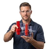 Vanne à boisseau sphérique en PVC transparent DN15-DN50, raccord union, manuelle, en plastique, avec poignée papillon rouge pour l'eau