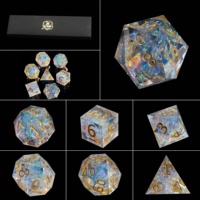 Set Dadu DND, Dadu Polihedral untuk Permainan Dadu, Petualangan Dungeon, RPG, Permainan Papan, Dadu Resin Tajam D6 D20