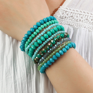 Thời Trang 25 Màu Sắc Cờ Màu Đồ Trang Sức Phụ Nữ Làm Bằng Tay 9Pcs 4,6,8 Mm Sợi Đàn Hồi Pha Lê Thủy Tinh Hạt Căng Ngăn Xếp Vòng Đeo Tay Thiết Lập - Product Image 1