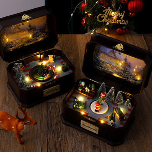 Décorations de sapin de Noël modernes Ornements de <span class=keywords><strong>boîte</strong></span> <span class=keywords><strong>à</strong></span> <span class=keywords><strong>musique</strong></span> Présentoir de fenêtre de Noël rotatif lumineux pour affichage d'usine - Product Image 2