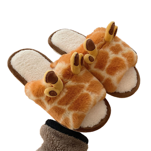 Chaussons d'intérieur antidérapants en PVC pour femmes, motif nuage et animaux mignons, à bout ouvert avec semelle épaisse, pour l'hiver, pour filles - Product Image 1