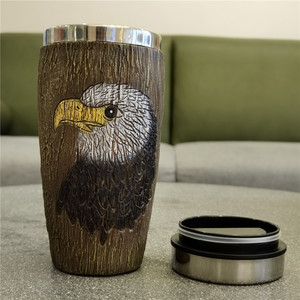 Nueva Taza de Viaje Aislada al Vacío de Acero Inoxidable con Cabeza de Águila, Regalo Empresarial Portátil para Uso en la Oficina - Product Image 2