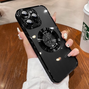 เคสโทรศัพท์มือถือแบบใสเคลือบไฟฟ้า พร้อมแม่เหล็ก สำหรับ iPhone 12 13 14 15 16 17 Pro Max พร้อมฟิล์มป้องกันเลนส์ - Product Image 2