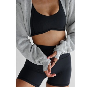 OEM Oversize Active Wear Ropa Fleece Crop Jumper Mujeres Bolero Suéter Sudadera - Product Image 3