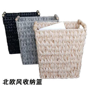 ตะกร้าเก็บของสานโบไบ ทรงสี่เหลี่ยม สีดำ เป็นมิตรกับสิ่งแวดล้อม สำหรับจัดเก็บเสื้อผ้า สไตล์นอร์ดิก ตะกร้าหวายเทียม - Product Image 4