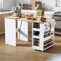 Service OEM ODM – Table de travail et de repas pliable et roulante en MDF, contemporaine et peu encombrante, avec rangement, idéale pour îlot de cuisine