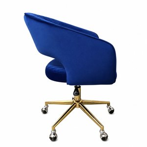 Sedia da Ufficio Girevole DM in Velluto Personalizzata <span class=keywords><strong>con</strong></span> Base Dorata e Altezza Regolabile per Studio e Sala Trucco - Product Image 3