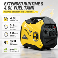 Generator Inverter Bensin Senyap 3500W Portabel Ringan 23kg Tenang 65dB Sumber Daya untuk Cadangan Rumah dan Berkemah