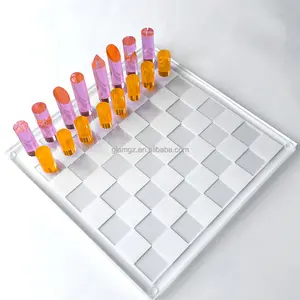 手工棋子亚克力玻璃棋子Lucite象棋套装独特的棋盘游戏套装