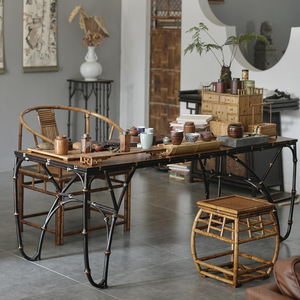 Ming Style <b>Bamboo</b> Tea <b>Table</b> Chinese Design Handmade <b>Coffee</b> <b>Table</b> Living Room Use - Product Image 1