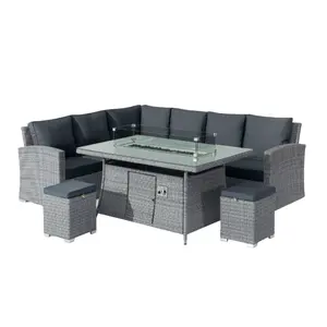Hot Sale Rattan Furniture Multifunctional Wicker Fire Pit Table Set Outdoor Patio Furniture