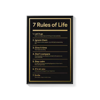 7 règles de vie : citation inspirante, affiche sur toile, lettres noires inspirantes, décor mural pour la maison et le bureau, design Art Déco