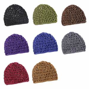 Bonnet en maille crochetée en rayonne épaisse pour <span class=keywords><strong>femme</strong></span>, couvre-chignon court, ornement pour dormir - Product Image 2
