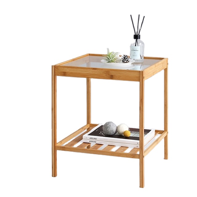 Распродажа, кофейный столик из натурального бамбука со стеклянной крышкой для гостиной