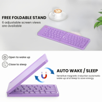 Teclado Plegable Ultra Delgado con Interruptor de Tijera de 3 Canales, Recargable por Tipo-C para iOS, Android, Windows, Mac, Tablet y Teléfono