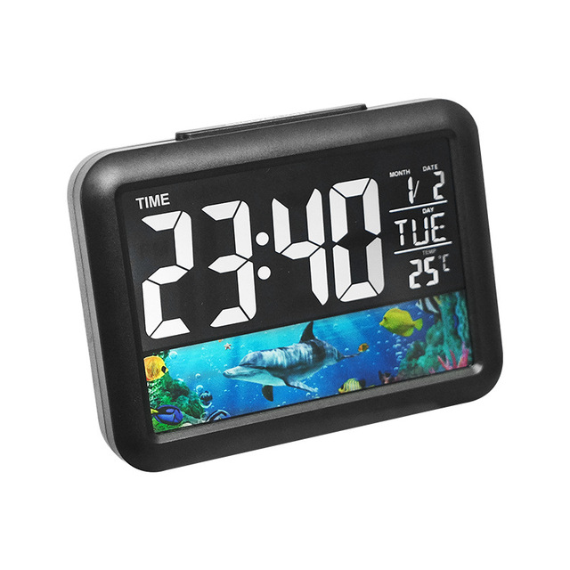 New Arrival Voice Control USB Charging Display Thermometer Calendar Night Light LCD Table Clock Gift Digital Alarm Clock