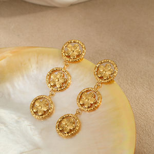 ต่างหูพู่ห้อยทำจากสเตนเลสสตีลสำหรับผู้หญิงต่างหูทอง18K สำหรับฤดูร้อนใหม่2025 - Product Image 3