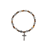 Nouvel Arrivage Transfrontalier AliExpress & Bracelet Croix en Alliage Catholique Saint Benoît avec Onyx Noir - Cadeau Unisexe