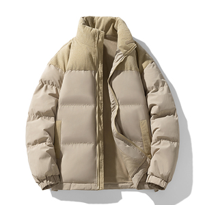 Veste de loisirs populaire en polaire contrastée à capuche longue coupe-vent couleur col montant pour couples, garde au chaud en automne et en hiver - Product Image 1