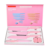 Platinum Series Filet Fish 6.3 Coffret cadeau Cleaver fait à la main Ensemble de couteaux de cuisine en acier inoxydable six pièces avec manche en bois de hêtre