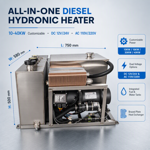 Calentador de Estacionamiento Diésel 12V 24V, Calentador de Agua Diésel 10KW 30KW 40KW, Caldera de Agua para Camión, Autobús, <span class=keywords><strong>Autocaravana</strong></span> - Product Image 4