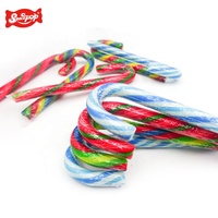 Custom Factory Stick Lollipop Long Canes Crutch Shaped Hard Candy Fruity Flavored with Box Decoration for Christmas Good Selling