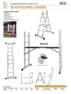 Escaleras y andamios Deliladder Andamio práctico plegable de aluminio Escalera Andamio con ruedas - Product Image 5
