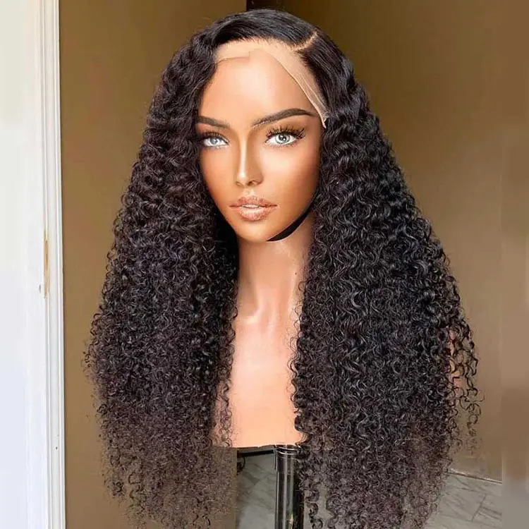 12A Grade 250% Density Virgin Human Hair Wigs Afro Kinky Curly Wig 5X5 Hd Lace Closure Wig