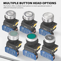 LA38MK-BN/FH 22MM Botón Pulsador Plano de Plástico con Conexión Rápida, Símbolo DIY sin Flecha LED, Redondo 1NO1NC 10A para Control de Equipos