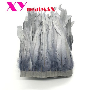 2 Yard Bulu Ayam Trims 25-30 Cm Tritone Bulu Strung Bulu Ayam Pemangkasan Gaun/Rok/Baju karnaval Dekorasi