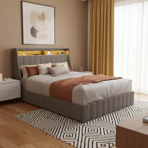 Letto matrimoniale XDS Luxury Furniture con contenitore, imbottito in tessuto trapuntato moderno, con struttura in metallo. - Product Image 5