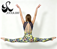 Justaucorps de danse pour femme adulte, imprimé numérique motif peinture à l'huile abstraite, col montant, dos à bretelles, en maille marine, Spandex/Nylon, pour scène de ballet