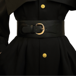 Cinturón Elástico para <span class=keywords><strong>Mujer</strong></span> al por Mayor, Directo de Fábrica, Imitación Piel, Color Negro Café, Combinable con Todo, para Abrigo o Vestido - Product Image 1